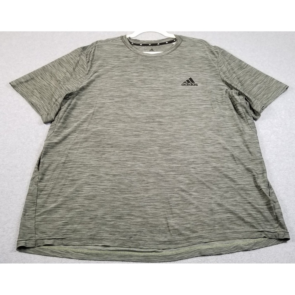 Adidas T-Shirt Mens 2XL XXL Black Green Space Dye AEROREADY Short Sleeve Gym Tee